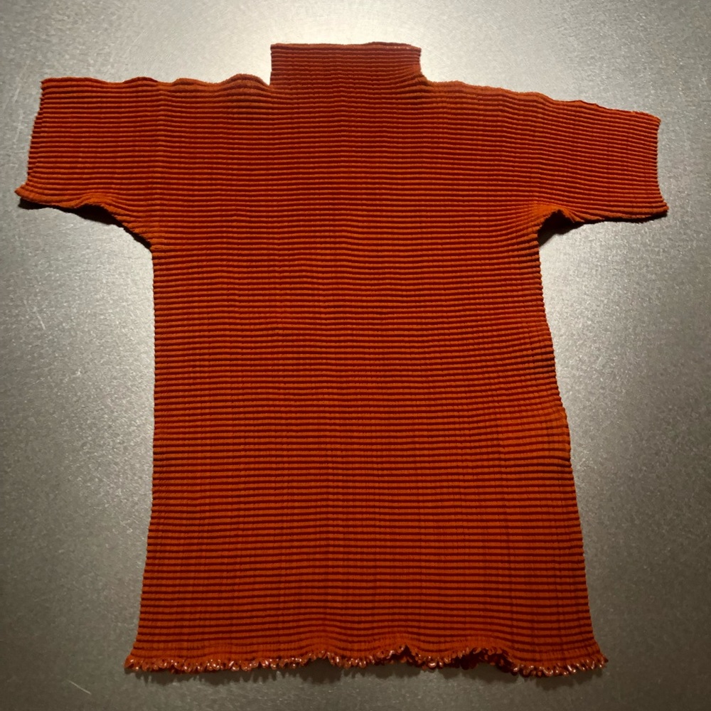 ISSEY MIYAKE FETE Vintage 2006 pleated top, Orange with silver edging